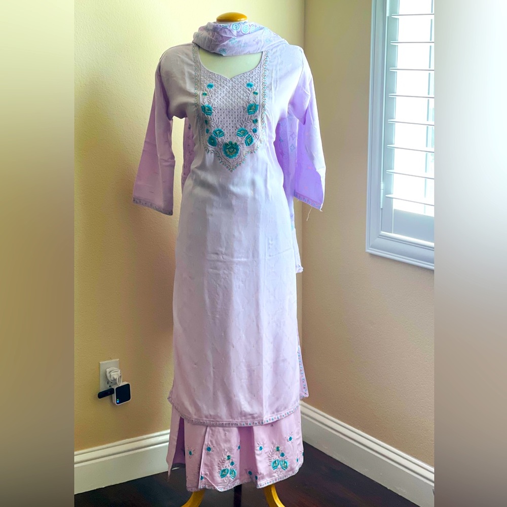 Lavender kurti set in cotton